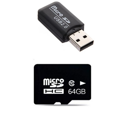 VigilCam - Micro SD-Karte 64 GB + USB Micro SD-Kartenleser