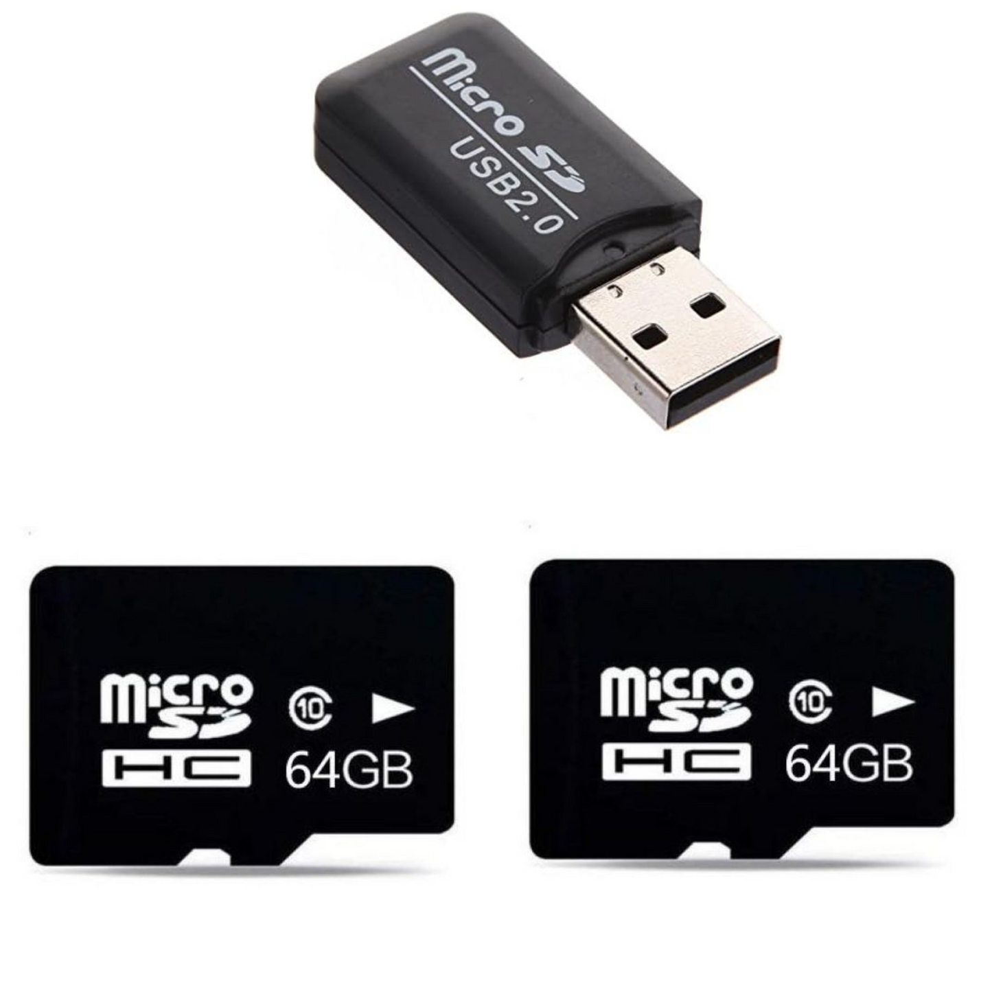 VigilCam - 64GB Micro SD Card Pack + USB Micro SD Card Reader