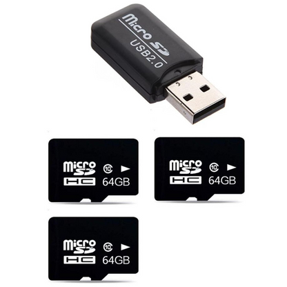 VigilCam - Micro SD-Karte 64 GB + USB Micro SD-Kartenleser