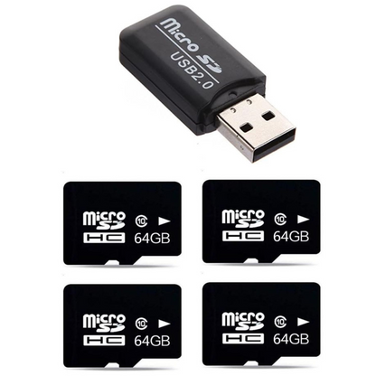 VigilCam - Micro SD-Karte 64 GB + USB Micro SD-Kartenleser